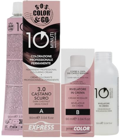 Sos Color&Go set colorazione professionale permanente in 10 minuti - 3.0 Castano scuro