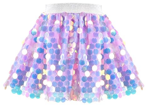 Mädchen Rock Lila Meerjungfrau Funkelnd Pailletten Tutu Party Ballett Tanzen Gr. 98-104,Lila Punkt,98-104