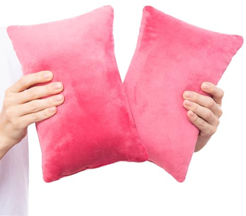 1 MIDDLE ONE 2 Pack Small Pillow, Memory Foam Mini Pillow 11 X 7 Inches for Travel, Sleeping, Nap and Neck, Knee, Lumbar Support, Tiny Cushion for Pet, Dogs (Red)