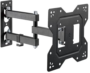 PureMounts TV-väggfäste, universellt lutningsbart svängbart fäste med ledad arm – max. VESA 200 x 200 mm för 23–43 tum platta och böjda TV-skärmar upp till 30 kg, svart