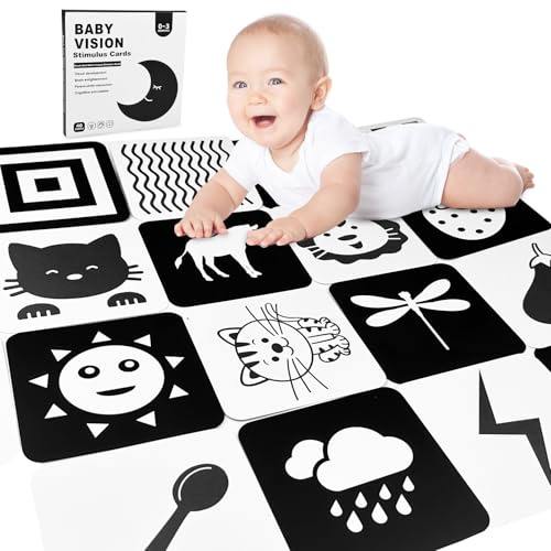 Chiluxendo 20 Pièces Livre Bebe 0-3 Mois, Carte Noir et Blanc Bébé, Carte Contraste Montessori, Jeux d'Éveil Noir et Blanc, Carte Contraste Bebe pour Bébé Cartes de Stimulation Visuelle