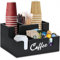 KOVNISE Organizer da Bar con Design a Forma di U, Montabile a Parete, in Legno, per Bancone, Accessori da Bar, Versatile Stile Minimalista,per Amanti del Caffè (Nero)