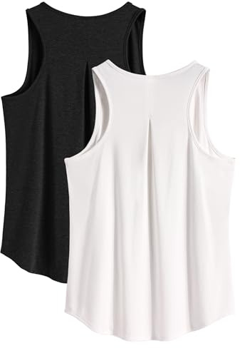 PINSPARK 2-pack Sporttanktopp för damer, yoga, snabbtorkande, ärmlös, racerback, sporttopp, sommar, andningsbart, fitness, löpskjorta, jogging, gym, tanktopp, Svart/vit, L