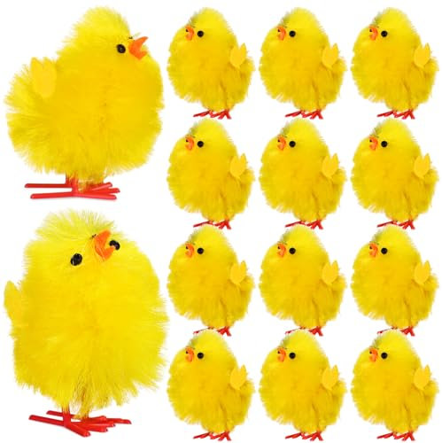 JOINPAYA 36 Pcs Easter Mini Chicks: Cute Yellow Chicken Chicks 1.7in Chick Plush Stuffed for Easter Party Favors DIY Easter Egg Decor
