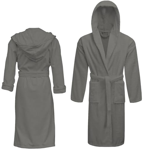 Hieftan Luxury Hooded Bathrobe for Women & Men - Ultra-Soft Towelling Robe with Pockets, Long Kimono Housecoat for Spa, Bathroom, and Lounge for Adults