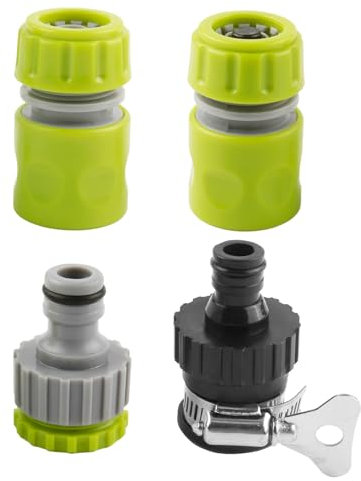 4 Piezas Juego de Conexión para Manguera de Jardín, Adaptador Grifo Manguera Universal Conector de Grifo de 1/2 3/4 2 en 1 Conexión Rápida 1/2 Pulgadas de Dos Vías ABS Reforzado Accesorios