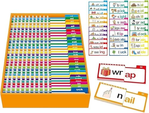 Word Family Interaktiv bygg- och lär dig flip-bok, pedagogisk telefoni läsningsverktyg med rimmande ord, synord spel för läsning flytande, 30 sidor