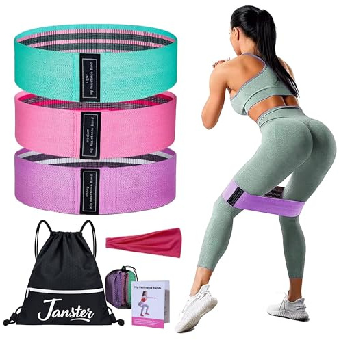 Cintas elasticas musculacion - 3 Bandas elásticas Fitness Antideslizantes de Tela - para Crossfit, Yoga, Glúteos, Pilates con Bolsa de Almacenamiento - Gimnasio en casa - Regalo Mujer Original