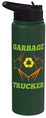 Garbage Truck Recycling Symbol for Trash Collector Trucker Stainless Steel Insulated Water Bottle