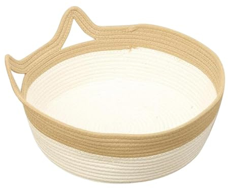 YIXANNX Cuccia per gatti intrecciata a mano in corda di cotone, offre un posto comodo e accogliente per gatti e cani di piccola taglia, cuccia per cani piccola taglia, letto per dormire, accessori per
