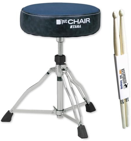 Tama HT430CVNB - Taburete para batería (1ª silla, asiento redondo, edición limitada, incluye baquetas keepdrum), color azul