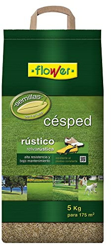 Flower - Semillas Césped Rústico de 5 kg | Alta Resistencia | Bajo Mantenimiento | Ideal para 175 m2, No aplica en color, Tamaño 25x14.5x54 cm, Material Semilla