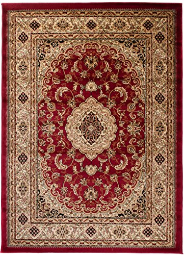 Carpeto Teppich Orientteppich Rot 300 x 400 cm Medaillon Konturenschnitt Muster Iskander Kollektion
