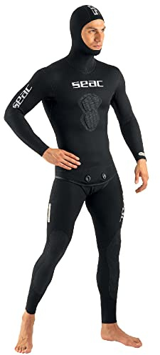 SEAC Black Shark, Muta da Pesca Sub e Apnea in Neoprene 7 mm, Due Pezzi, Interno in Spaccato Uomo, Nero, XXL