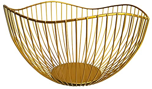DMAR Portafrutta Oro Cesto per la Frutta Metallo Porta Frutta da Tavolo Cesto Portafrutta Moderno Cesto di Frutta in Filo Metallico