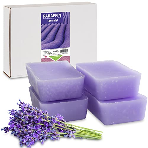 Kosmetex Wellness-Paraffinbad Lavender Lavendel – Paraffin-Entspannungsbad für Hände und Füße – Paraffinwachs – Paraffin-Block für Wachserwärmer (4x 500ml)