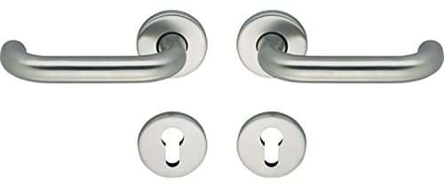ECO D110/R Drückergarnitur mit Rosetten PZ, für Fluchttüren Türstärke 40-66mmmm, Türgriff Aluminium silber eloxiert