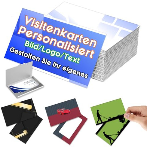 Visitenkarten, personalisierbar, mit Logo/Text, doppelseitiger Druck, Visitenkarten, wasserdicht, 300 g, für Unternehmen, kleines Unternehmen