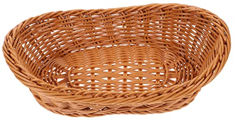 Cabilock Wicker Bread Basket Natural Rattan Fruit Basket Kitchen Storage Organizer for Snacks and Food Display