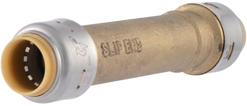 SharkBite Max 1/2 Inch Slip Coupling, Push to Connect Brass Plumbing Fitting, PEX Pipe, Copper, CPVC, PE-RT, HDPE, UR3008A