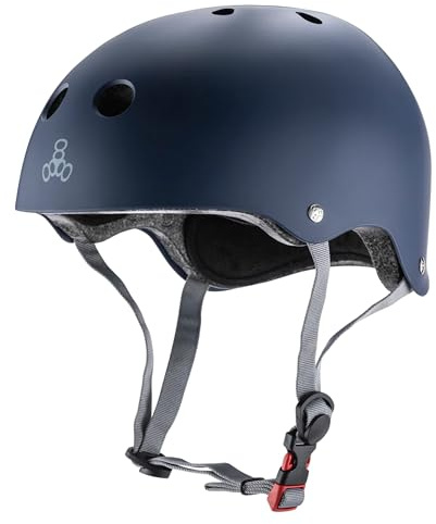 Triple Eight Dual Certified Bike and Skateboard Helmet V2, Blue Matte L/XL