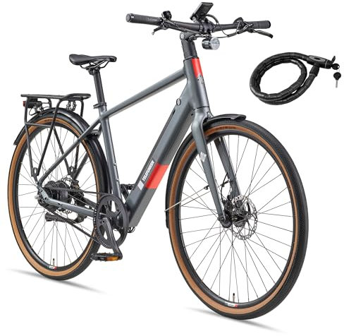 TELEFUNKEN E-Bike Herren 28 Zoll, Elektrofahrrad Hinterradmotor, 2-Gang Automatikschaltung, Hydr. Scheibenbremsen - Pedelec Urban-Bike, inkl. Fahrradschloss, UH220