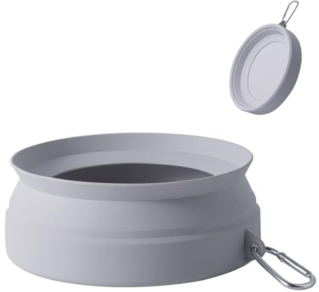 Silicone Voiture Pliant Bol en Chat/Chien, Conception Anti-débordement sur Le Dessus du Bol, Faciles à déplier et Replier,Articles de Voyage pour Chiens et Chat (Couleur Gris Clair)