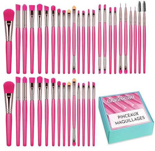 Pennelli make up set 40 pezzi setole di qualità pennelli trucco con correttore pennello per ombretto Rosa