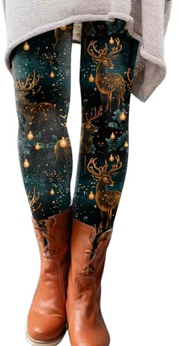 Julstrumpbyxor dam julleggings stora storlekar termobyxor fodrade joggingbyxor skinny termoleggings färgglada leggings vinter varma strumpbyxor ogenomskinliga vinterleggings julbyxor, Ag, XL