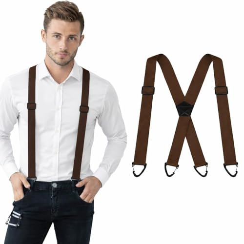 beueyfr Braces for Men Trousers, 40mm Wide With Snap Hooks | Elastic, Adjustable, No Clip Design, Strong Hold for Work & Daily Use
