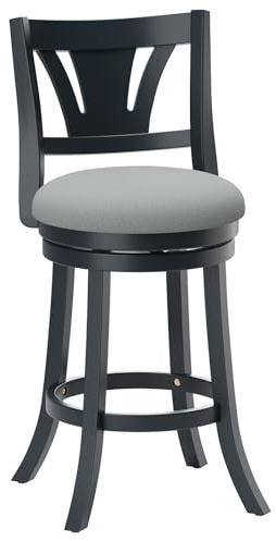 MALOL Swivel Bar Stools Set of 2,26 Inch Counter Height Barstool with Silent Rotation, High-Density Foam Cushion, Solid Wood Frame, Footrest & Anti-Slip Pads for Kitchen Islands and Home Bars (Grey)