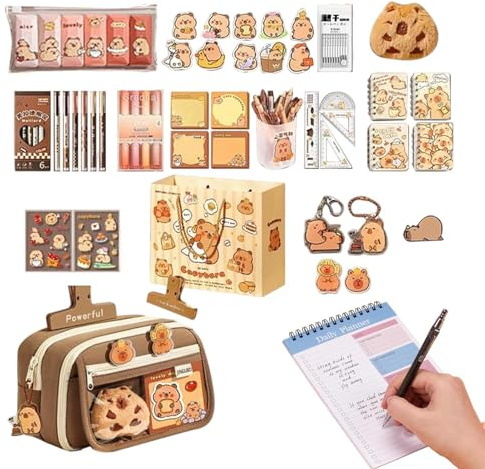 Set med för barn, skolmaterial, komplett kit med skolmaterial - barnfodral och anteckningsbok - för barn, tonåringar, skola, födelsedag, jul
