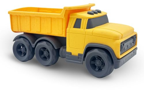 Cicili Camion Benna Giocattolo in Bioplastico (Paglia di Frumento) – Camion di Costruzione Giocattolo Ecologico per Bambini ≥18 Mesi, Resistente e Non Tossico Giallo