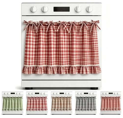 QTVKMAS Gonnellino per Forno Fatto a Mano, Arredo Cucina Shabby Chic, Tenda Copri Lavastoviglie e Mobiletti, Stile Rustico Country per Cucina e Lavatrice(C)