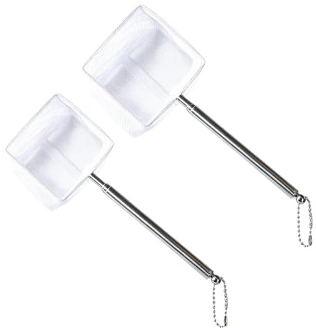 GTYHH Reti da Pesca per Acquari da 2 Pezzi, Rete A Maglia Fine, Manico Telescopico, Acciaio Inossidabile, Resistente E Facile da Usare, Pulizia di Piccole Piscine E Pesca.