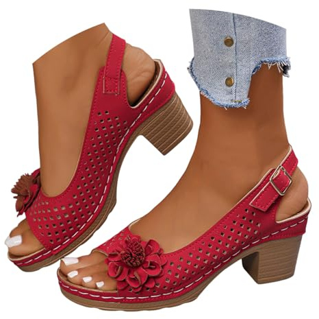 Sandals for Women Summer High Heel Sandals Wide Fit Heeled Sandalettes Hallux Valgus Shoes Open Toe Slingback Pumps Elegant Dance Shoes Court Heels for Wide Feet Bunions Party Evening