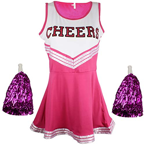 Cherry-on-Top - Uniforme da cheerleader con pompon, vari colori e taglie disponibili