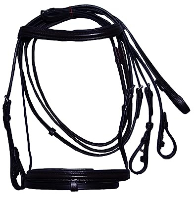 Hy Padded Cavesson Bridle with Rubber Grip Reins (Full) (Black)