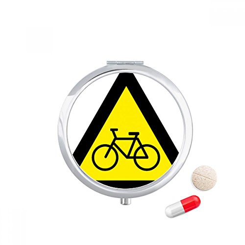 Warning Symbol Yellow Black Bicycle Triangle Pill Case Pocket Medicine Storage Box Container Dispenser