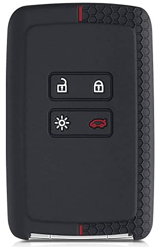 AUTOZOCO Funda Silicona Mando Llave del Coche 4 Botones Compatible con Renault Y Dacia - Funda TPU - Protege Llaves Compatible con Dacia y Renault - Negro y Rojo