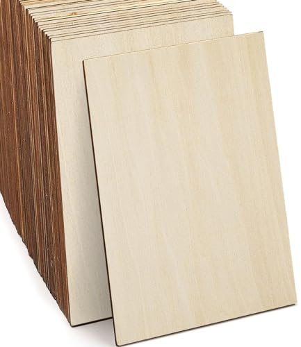 Lakan, 30-pack obehandlat trä, rektangulära tunna plywood träplattor för hantverk, träbränning och CNC-skärning, gör-det-själv-hantverk i trä