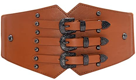 Vintage-Gürtel Damen Verstellbarer breiter Gürtel Vielseitiger Gürtel Elastischer Gürtel Einfacher Kleidergürtel Gelbe Mütze Damen Leder Taillengürtel