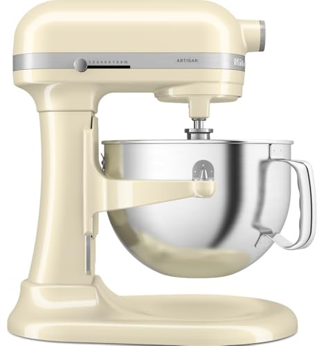 KitchenAid Küchenmaschine - Artisan - Multifunktionaler Küchenroboter mit Schüsselheber - Mit 5 Zubehörteilen - 5,6L - Crème