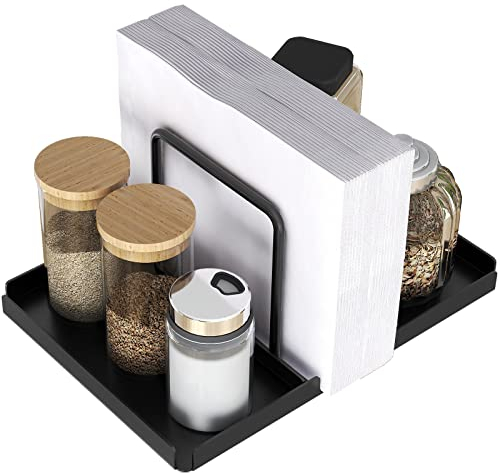 Skmkicny Serviettenhalter aus Metall für Desktop, Serviettenhalter zum Dekorieren von Küche/Esstisch/Restaurant/Party, schwarz