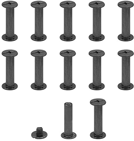 12Pcs Chicago Screw Posts,M5*20mm Rivet Chicago Binding Screws Bright Black | Metal Rivet Replacement Repair for Bags, Collar, Harness, Luggage, Purse, Dog Lead, Backpack, Belt