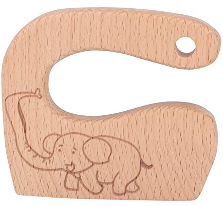 Qcwwy Hachoir de Cuisine pour Enfants, Couteau en Bois pour Enfants Design Ergonomique Motif Animal Taille Compacte pour 2-8 Ans Éducation Précoce