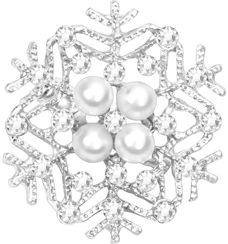 MELLIEX Spille Natale Fiocco di Neve con Strass Perla Spilla Gioiello per Vestiti, Oro e Argento