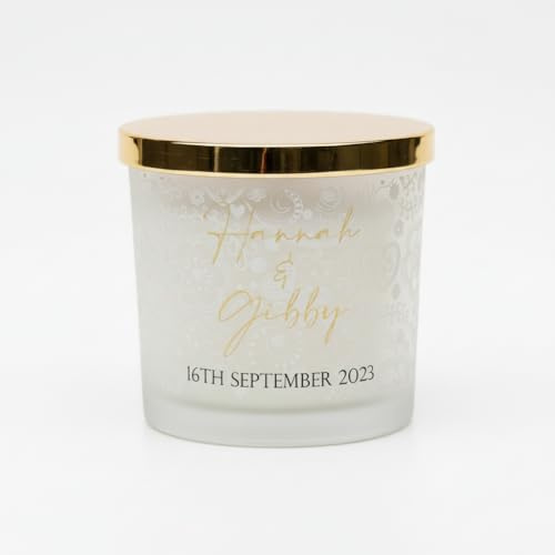 Personalised Large Double Wick Anniversary Engagement Or Wedding Candle Gift (White Musk and Vanilla)