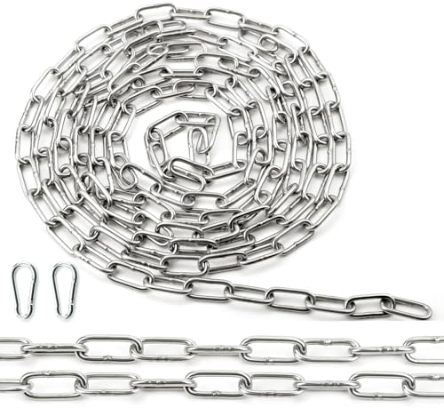 Ziamzra Chaine Acier Inoxydable 304 Chaine 1,5M φ3 mm Chainette Metal avec Maillons Soudés pour Chaine Chien Hamac Clôture Chaine de Levage Chaine Antivol Chaine de Pluie