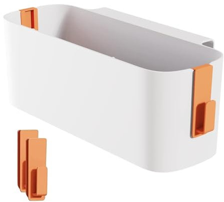 Cestas de Almacenamiento Cama Colgando, Organizador de Cama Colgante con Ganchos, Caja de Almacenamiento con Ganchos, Cesta de Almacenaje, para Oficina, Colegio, Casa, Dormitorio, Litera, Naranja